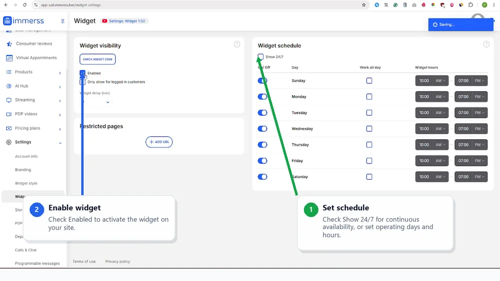Widget visibility &amp; schedule
