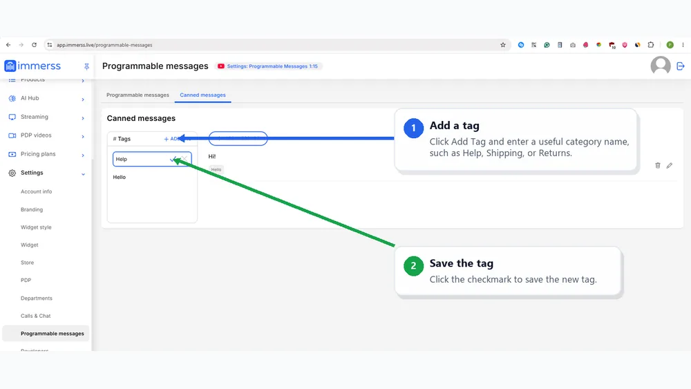 Create a canned-message tag