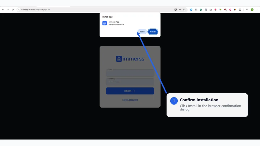 Confirm the Web App installation