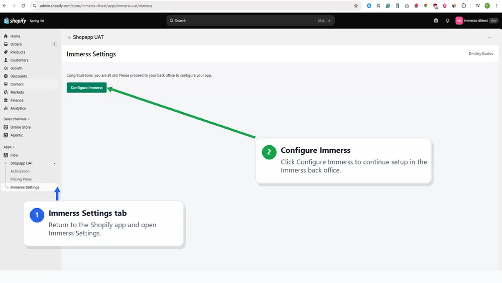 Open Immerss Settings