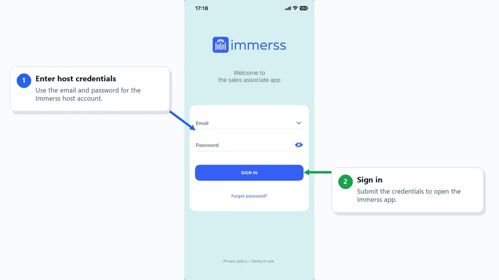 Sign in to the host app