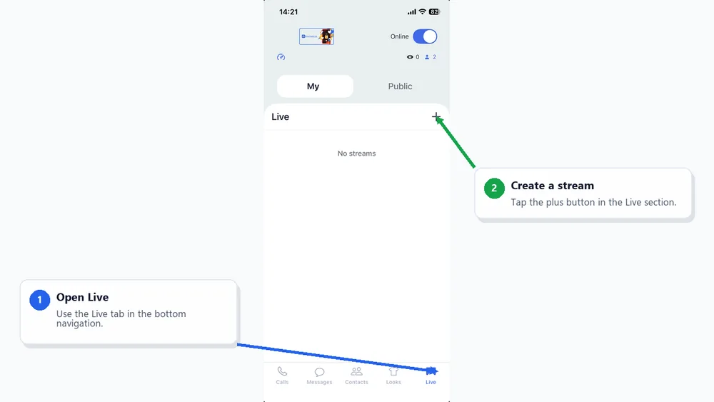 Start a stream on iPhone