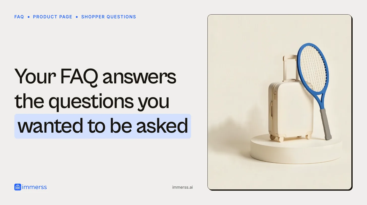 Your FAQ answers the questions you wanted to be asked. A hard-shell suitcase standing on a low round display plinth with a tennis racket leaned against its side
