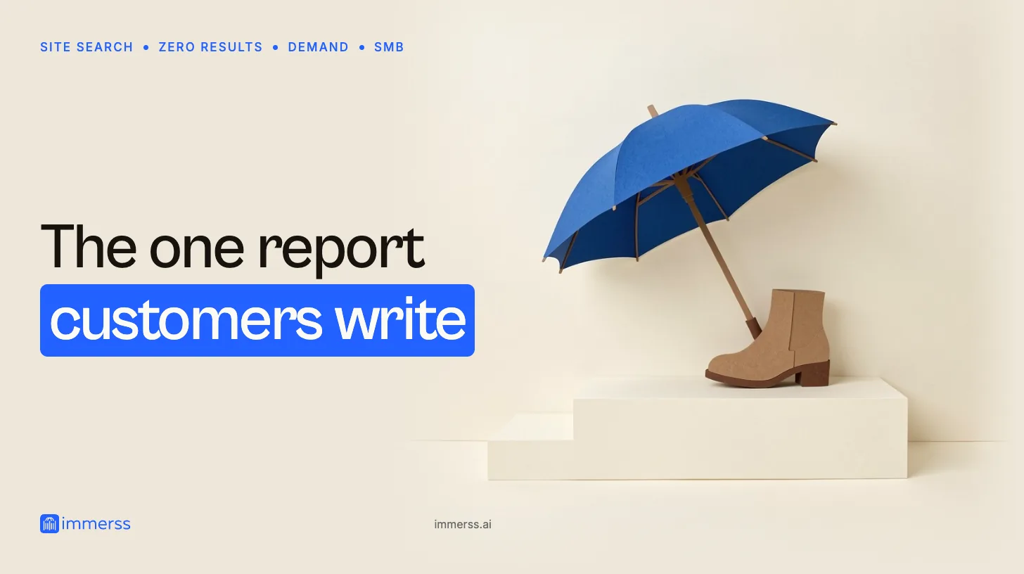 The one report customers write. An open umbrella sheltering an ankle boot that stands on a two-step display riser