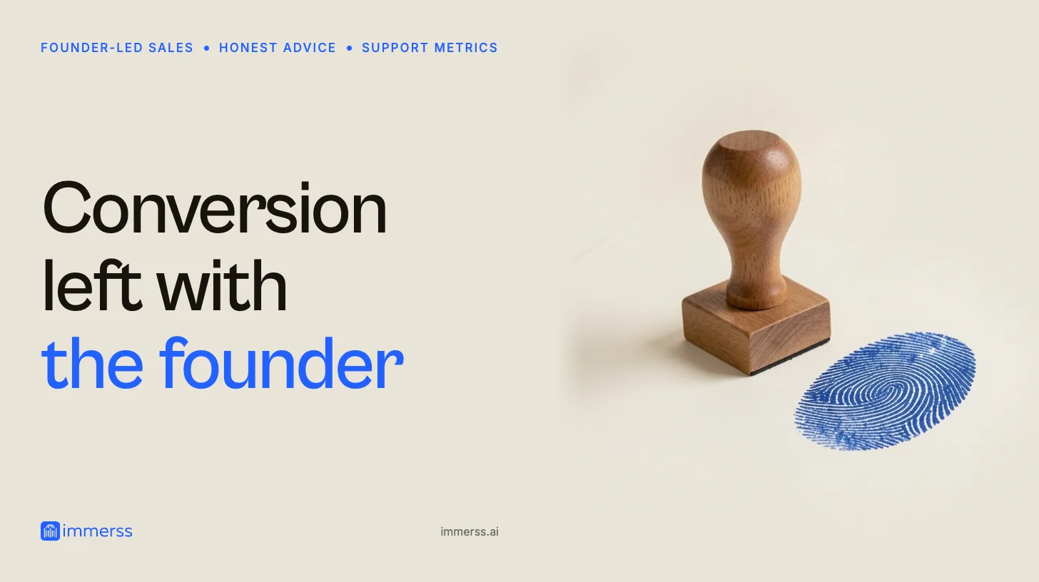 Conversion left with the founder. A wooden rubber stamp standing on a blank sheet beside the ink print it left: a thumbprint